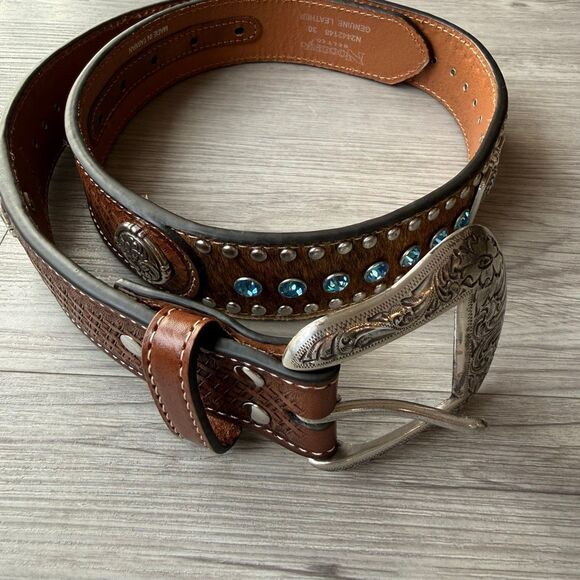 Nocona Accessories - NOCONA BELT CO HAIR-ON HIDE with Rhinestone cowgirl